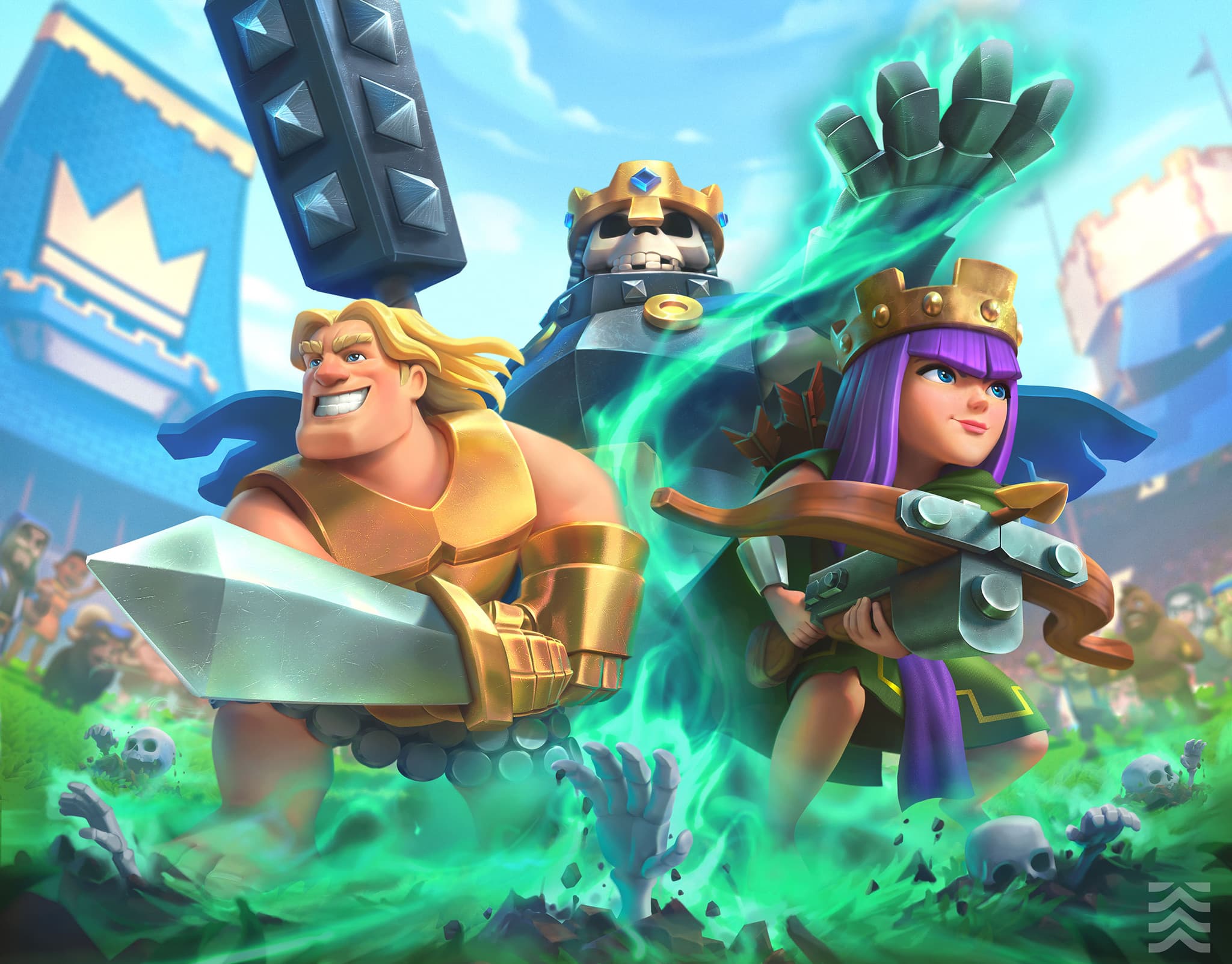 Clash Royale heroes charging into battle